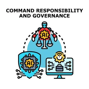 Artificial intelligence command responsibility and governance concept Stock Illustration