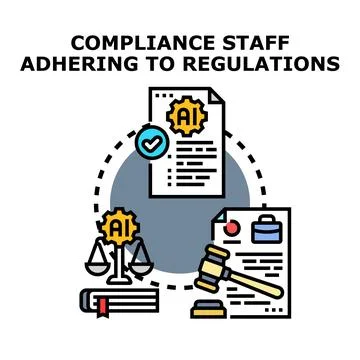 Artificial intelligence compliance adhering to regulations concept Stock Illustration