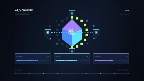 Artificial Intelligence Compute Core Visualizing Neural Network Data Proces.. 動画素材 347361790