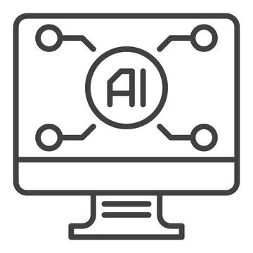 Artificial Intelligence Computer with AI technology vector icon or symbol i.. イラスト素材