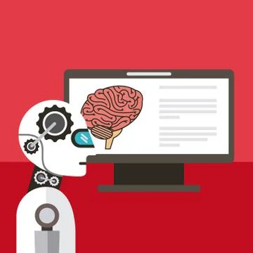 Artificial intelligence computer brain thinking Stock Illustration