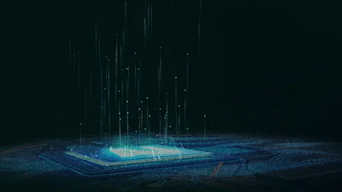 Artificial Intelligence computer chip animation in slow motion Stock Footage 151161998