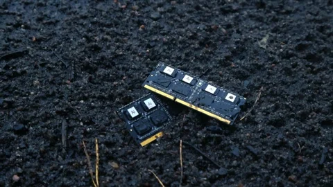 Artificial intelligence computer chips failing in the rain Stock Footage 338327309