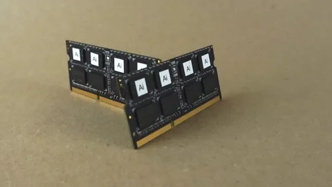 Artificial intelligence computer chips on random access memory modules Stock Footage 344855931