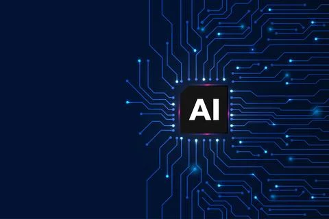Artificial intelligence computer chipset technology concept on circuit Illustrazione stock