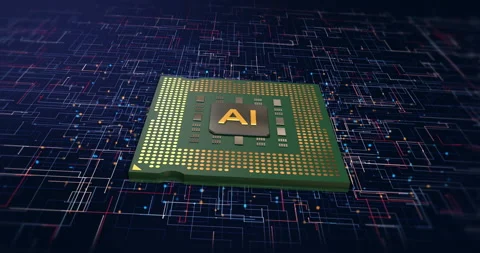 Artificial Intelligence Computer CPU Processing Data. Stock Footage 235815682