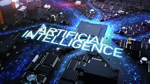 Artificial intelligence. computer hardware style city with the effect of comp 库存影片 223159102