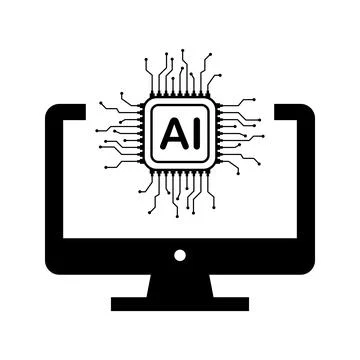 Artificial Intelligence Computer Microchip Icon Illustrazione stock