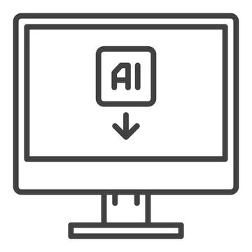 Artificial Intelligence Computer or PC vector AI technology icon or sign in.. Stock Illustration