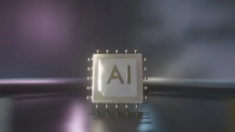 Artificial intelligence computer processor illustration with glowing AI tex.. Stock Footage 328655096