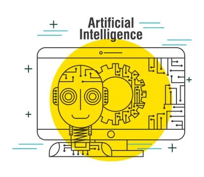 Artificial intelligence computer robot gear network Illustrazione stock