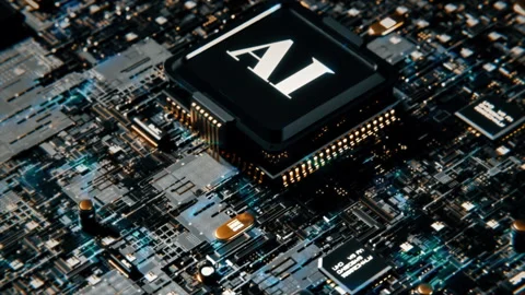 Artificial Intelligence Computer Ship Electronic Board Working Zoom Out Stock-Footage 263136464