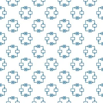 Artificial Intelligence Computers with Arrows vector AI thin line seamless .. Illustrazione stock