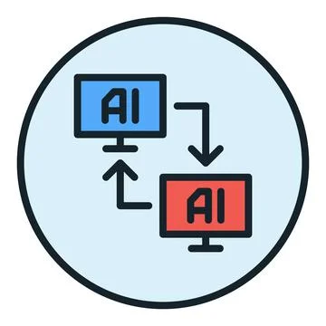 Artificial Intelligence Computers vector AI Online Data colored round icon .. 스톡 일러스트