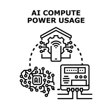Artificial intelligence computing power consumption concept Ilustração Stock