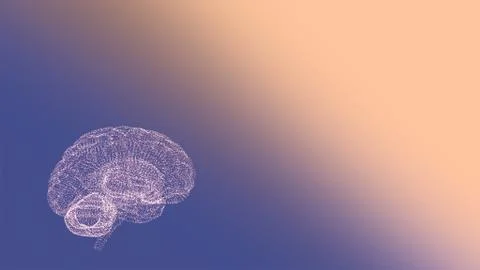 Artificial intelligence concept. 3d render digital brain design glowing over Stock Illustration