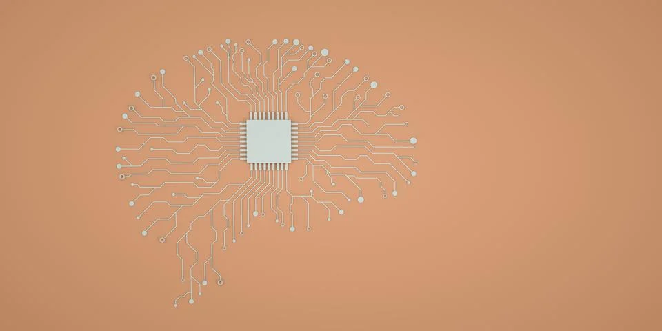 Artificial intelligence concept. Abstract brain made from printed circuit Stock Illustration