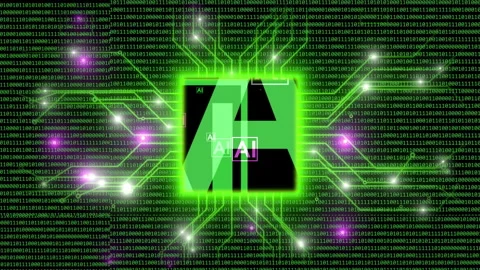 Artificial Intelligence Concept with AI Icons, Binary Code and Digital Circ.. Stock-Footage 343011668