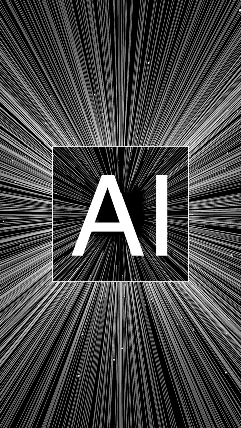 Artificial intelligence concept, AI letter in space, black background and radial Stock Footage 283344666
