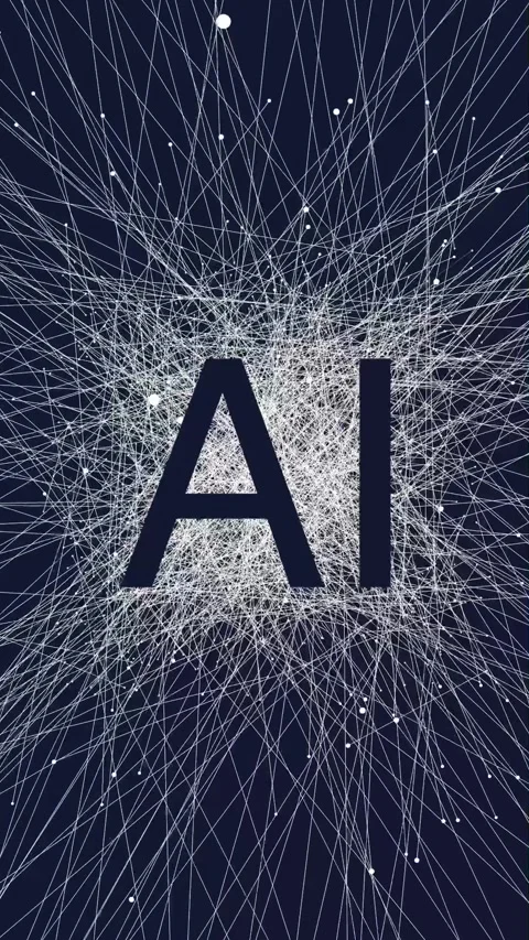 Artificial intelligence concept, AI lettering, lines, dark blue vertical Stock Footage 283344706