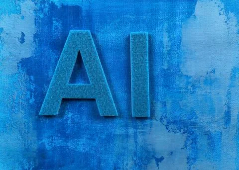 Artificial Intelligence Concept - AI Letters On Blue Abstract Background Stock-Fotos