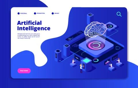 Artificial intelligence concept. Ai smart technology brain networking neural Illustrazione stock