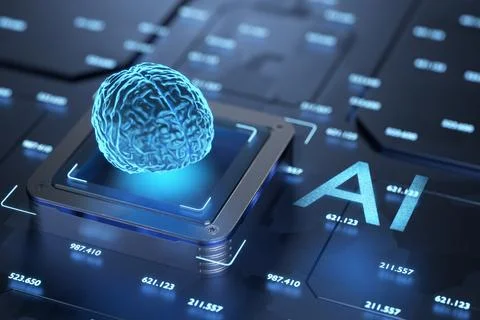 Artificial intelligence concept. Artificial intelligence training. Neurochi.. Stock Illustration