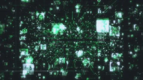 Artificial intelligence concept background as motion in the searching stream of Stock Illustration