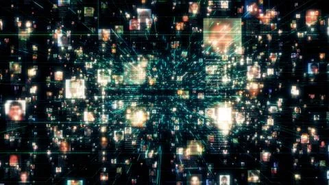 Artificial intelligence concept background as motion in the searching stream of Stock Illustration