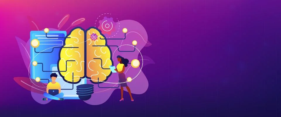 Artificial intelligence concept banner header. 스톡 일러스트