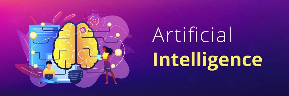 Artificial intelligence concept banner header. Stock Illustration