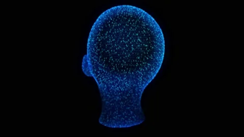 Artificial intelligence concept of big data. Digital human head. AI deep head Stock Footage 213440480