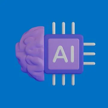 Artificial Intelligence Concept. Brain Connected To Microchip With AI Lette.. Stock Illustration