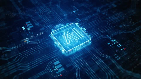 Artificial intelligence concept. Brain over circuit board. Stock Footage 254044033