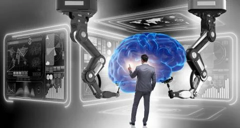 Artificial intelligence concept with businessman 写真素材