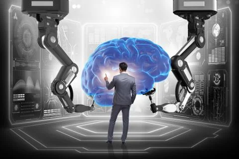 Artificial intelligence concept with businessman Foto stock