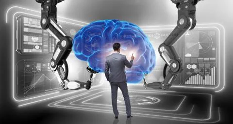 Artificial intelligence concept with businessman 写真素材