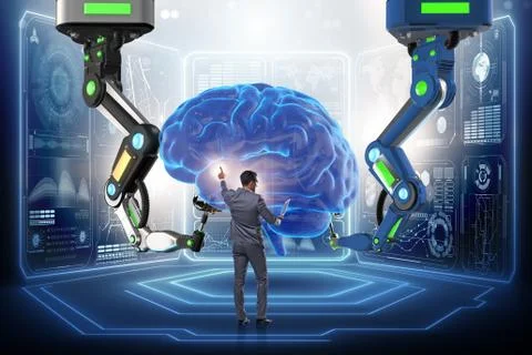 Artificial intelligence concept with businessman 写真素材