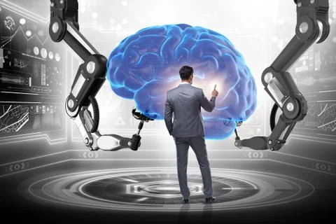 Artificial intelligence concept with businessman 스톡 사진
