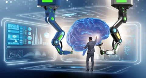 Artificial intelligence concept with businessman 写真素材