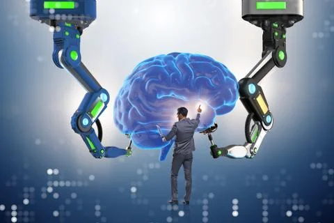 Artificial intelligence concept with businessman Stock Photos