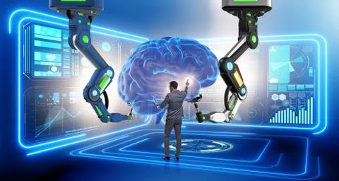 Artificial intelligence concept with businessman Stock Photos