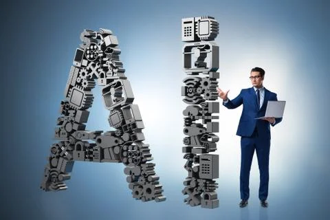 Artificial intelligence concept with businessman 스톡 사진