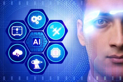 Artificial intelligence concept with businessman 스톡 사진