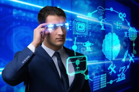 Artificial intelligence concept with businessman Foto stock