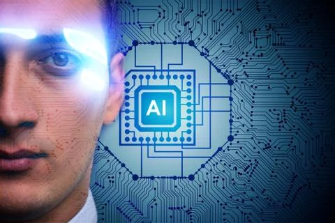 Artificial intelligence concept with businessman 写真素材
