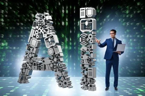 Artificial intelligence concept with businessman Foto stock