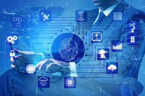 Artificial intelligence concept with businessman 스톡 사진