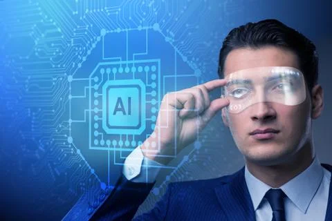Artificial intelligence concept with businessman Foto stock