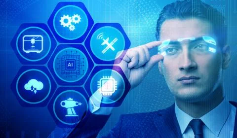 Artificial intelligence concept with businessman 写真素材